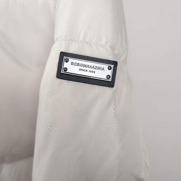 BCBGmaxazria White Puffer Winter Coat Women's Oversized XL Faux Fur Hooded Warm - Picture 4 of 16
